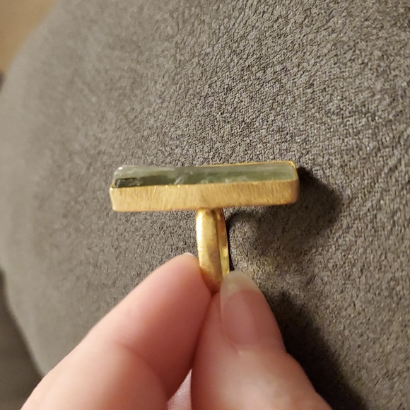 Raw Green Kyanite Ring – Boho Gold Sz 6.5 - Picture 4 of 5